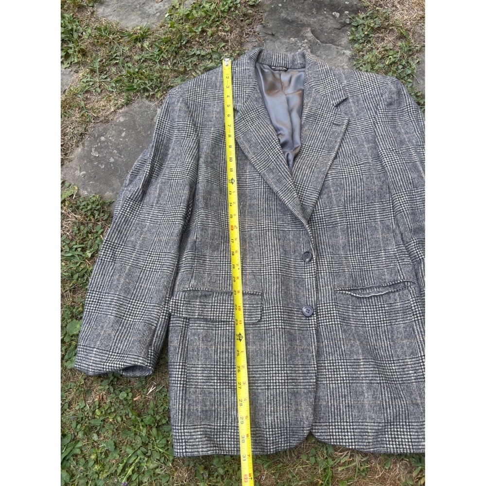 Vintage Bill Blass Camel Hair Blazer Mens 38R Gray Plaid Sport Coat - Picture 13 of 15